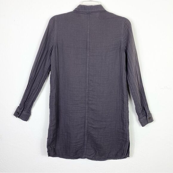 Forever 21 Grey Textured Long Sleeve Button Up Shirt Dress - Picture 2 of 4